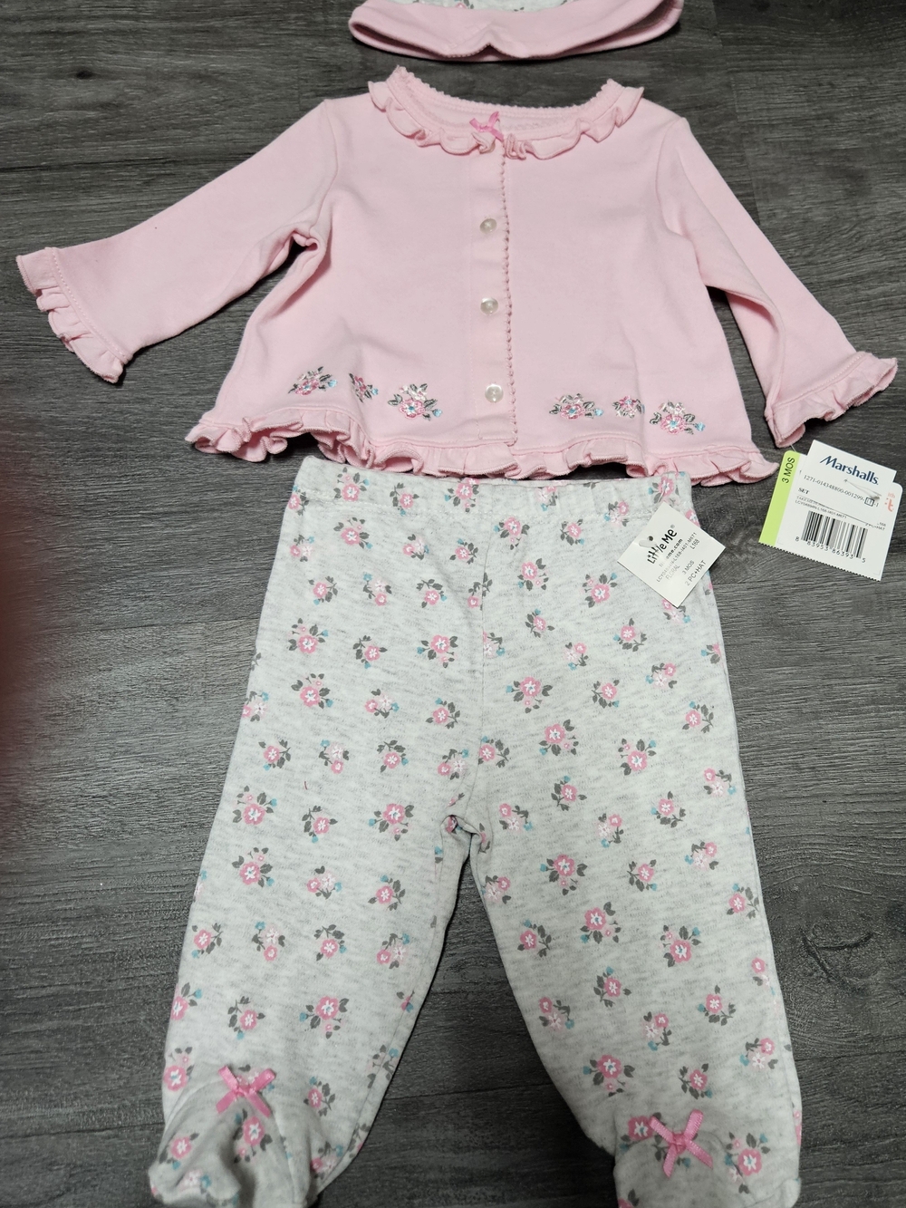 Pink Floral 3 Piece 3M Baby Set